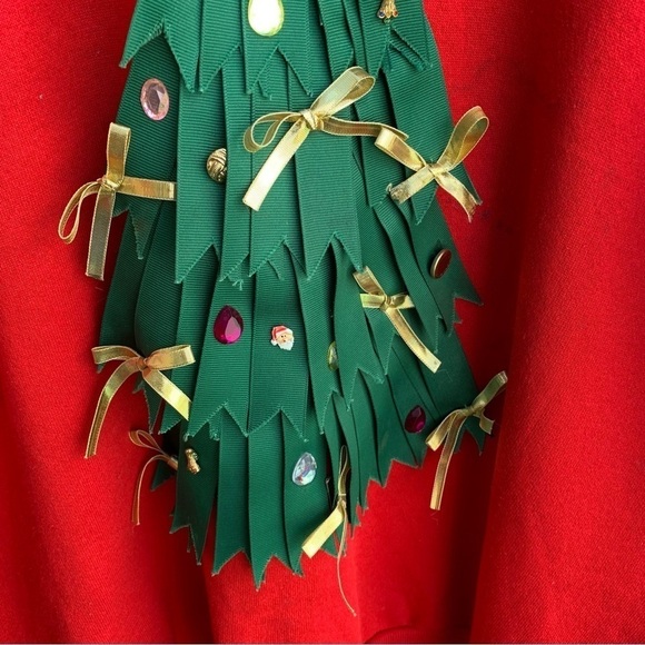 Vintage Crewneck Sweatshirt Ribbons Christmas Tree Large - Picture 4 of 8